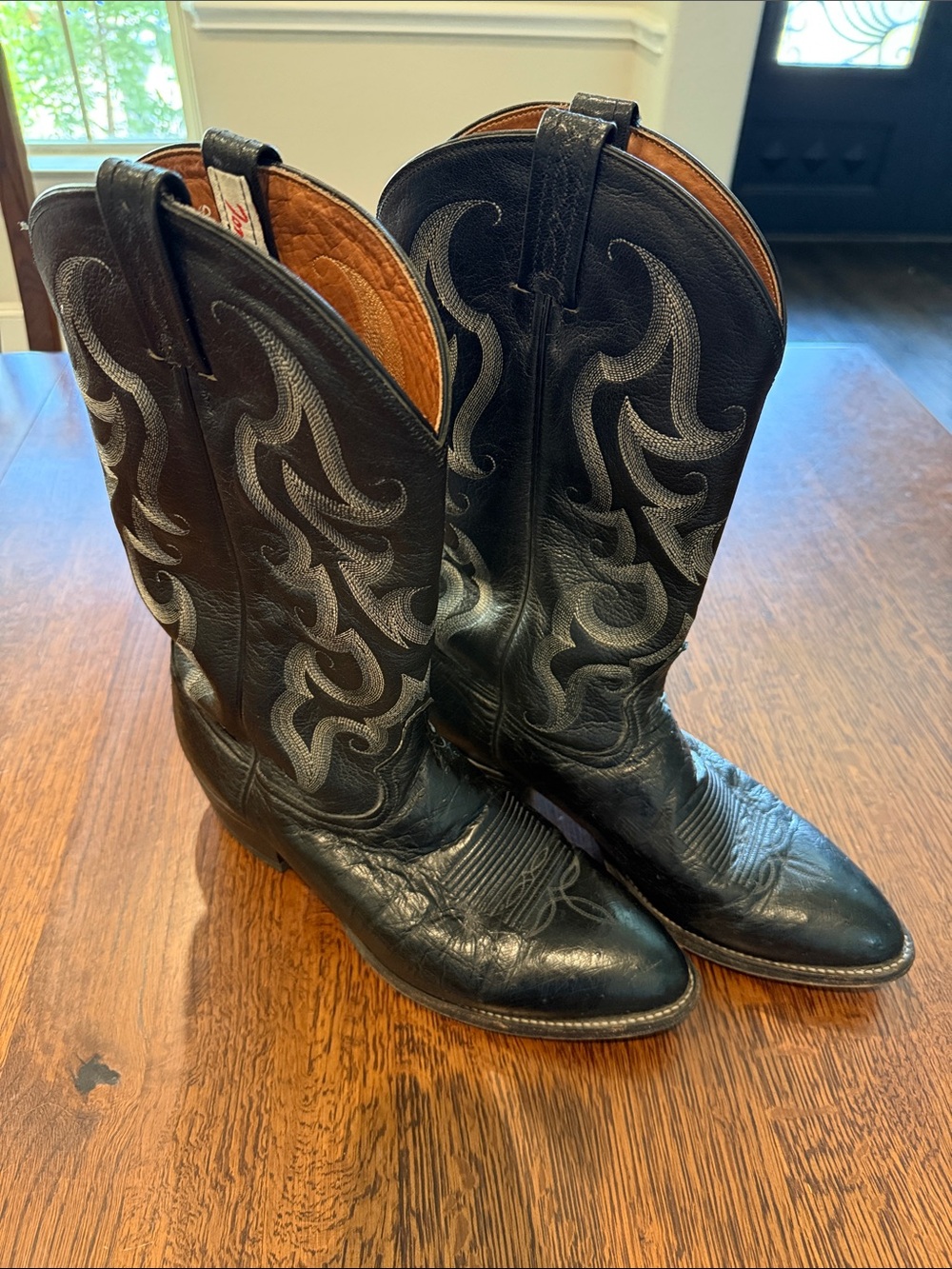 Tony Lama Black Ostrich Cowboy Boots CB568 Size 12D